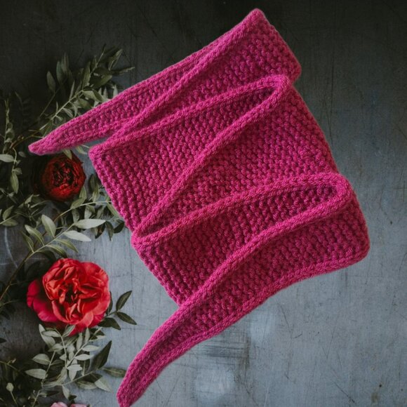 Sophie Scarf Classic Design Small Double Wrap Handmade Knitted Acrylic Magenta - Picture 2 of 15